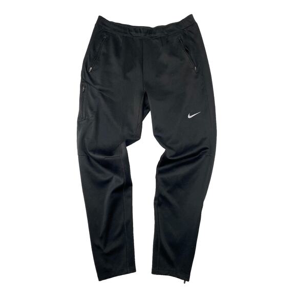 Nike Running Track Pants Women Large Black Fleece Dri-Fit Sportswear Zip Leg - Picture 1 of 6
